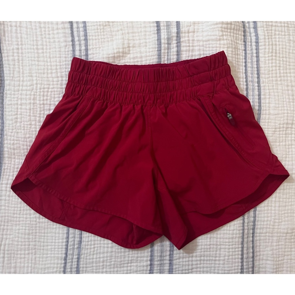 EUC Lululemon | Tracker LR Lined Shorts 4” | Dark Red | 4 (XS)